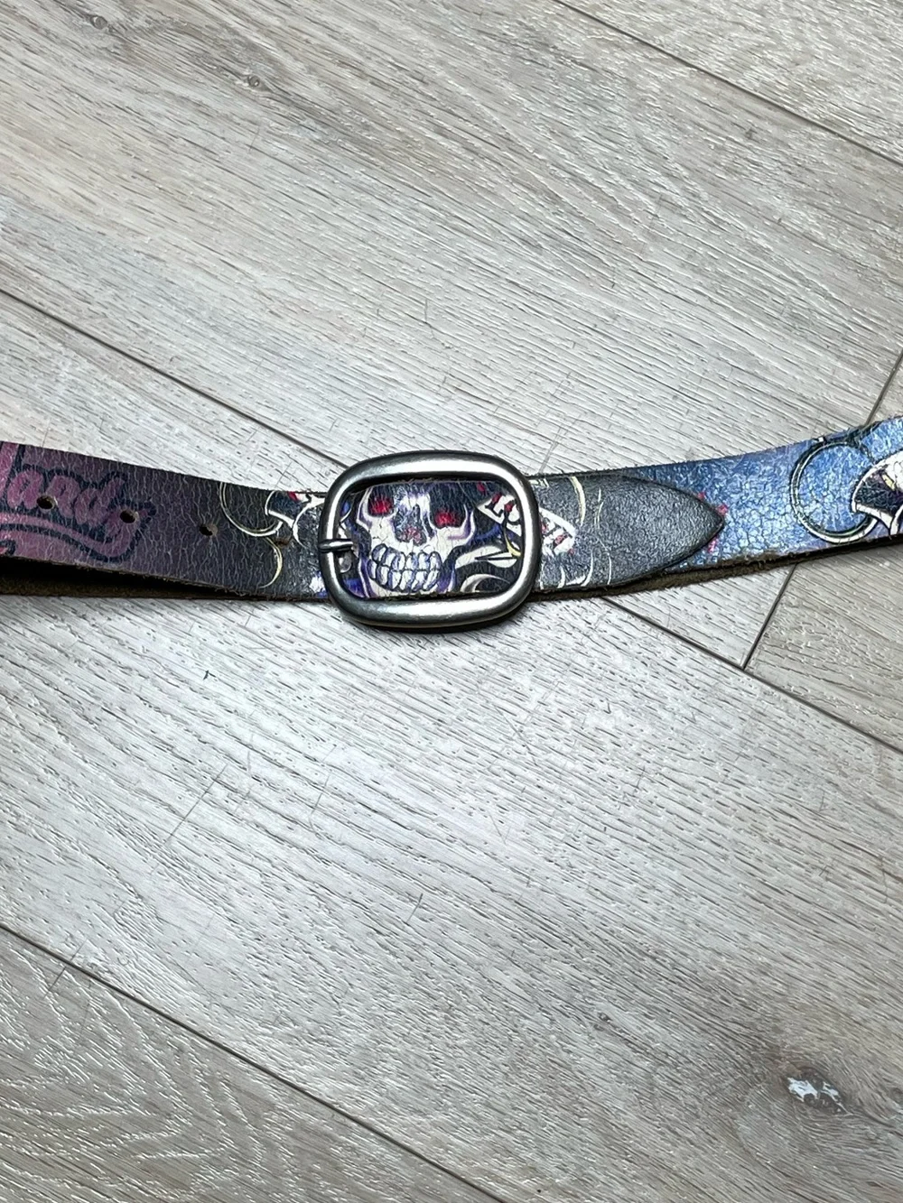 Vintage Ed Hardy “Love Kills Slowly” D Ring Leather Belt